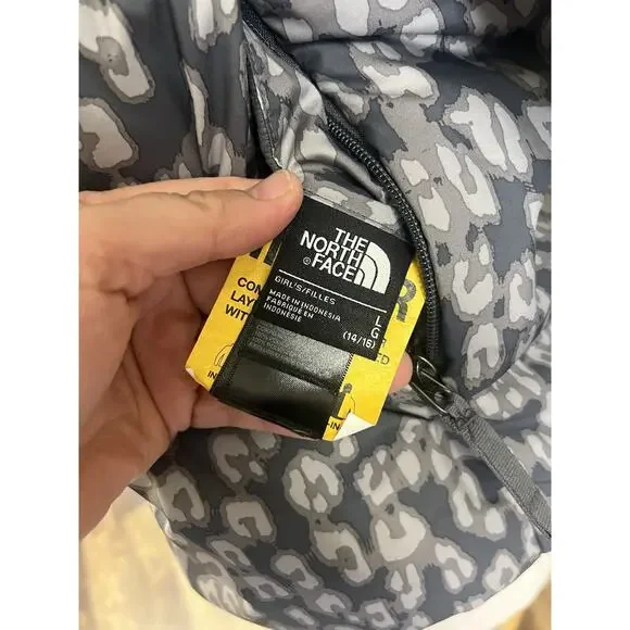 NWOT North Face Girl's Leopard Mossbud Swirl Reversable Jacket - Size L 14/16 - Picture 3 of 6